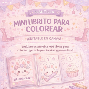 Mini librito para colorear - Molde editable en Canva