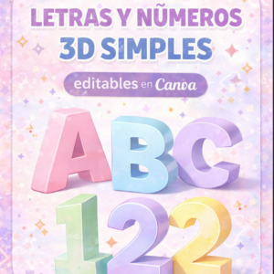 Moldes letras y números 3D simples - editables en Canva